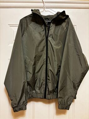 H&M Men's Olive Green Hooded Windbreaker/Rain Jacket